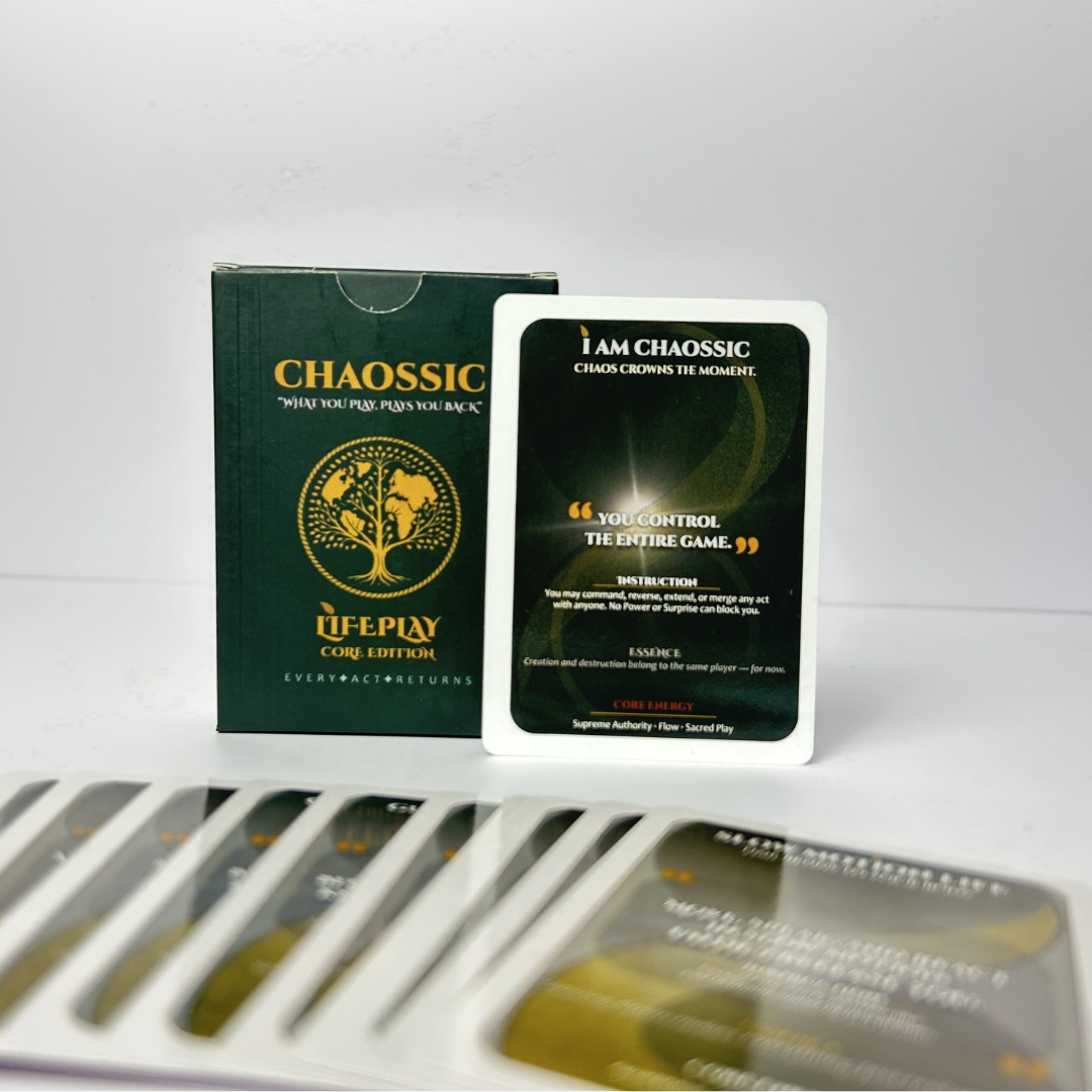 chaossic lifeplay | play with your life | 54 cards 2 deck system | family friends couples | ages 5–60 | 60 seconds to play | no setup | chaossic lifeplay | play with your life | 54 cards 2 deck system | family friends couples | ages 5–60 | 60 seconds to play | no setup |